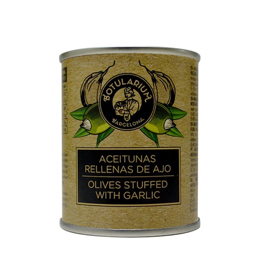 Aceitunas rellenas de ajo Latitas Mini Bar 50 grs Botularium