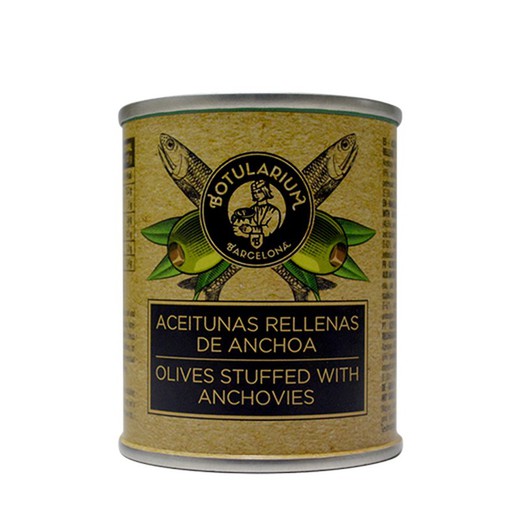 Aceitunas rellenas de anchoa Latitas Mini Bar 50 grs Botularium