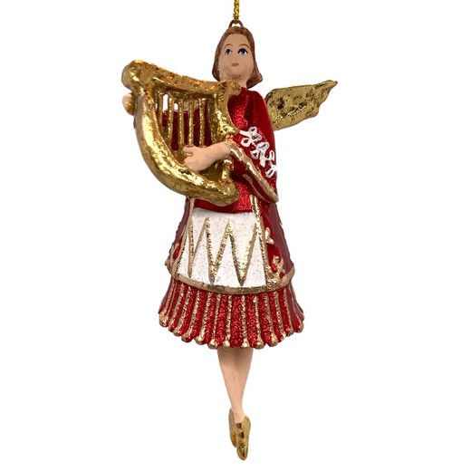 Angel w harp red Decoración Navidad Artesano Santa & Co