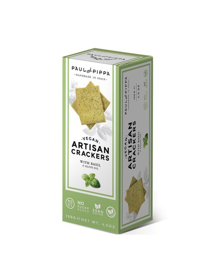 Artisan crackers con albahaca paul & pippa 130 grs