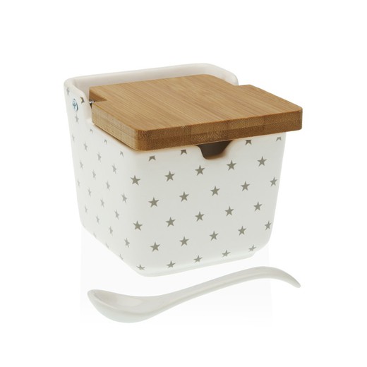Sugar Bowl for Kitchen with Stary Bamboo Lid