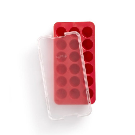 Red round lekue ice cube tray