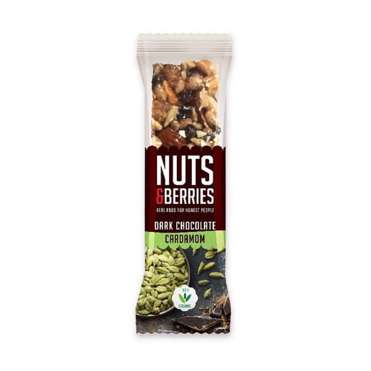 Dark chocolate bar-cardamom nuts&berries 40g organic bio