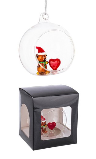 Bola Cristal Arbol Navidad con Osito cristal Diam 80 cms Hecho Mano Bizzotto