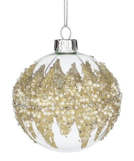 Bola de Navidad Cristal Arbol Blanco y Oro Diam 80 cms Hecho Mano Bizzotto