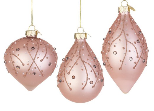 Bola de Navidad Cristal Arbol Color Rosa Surtidas Formas Bizzotto