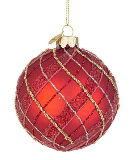 Bola de Navidad Cristal Arbol Rojo Oro Diam 80 cms Hecho Mano Bizzotto