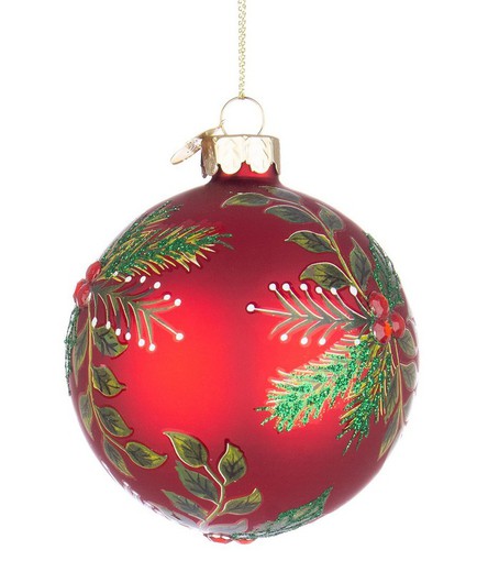 Bola de Navidad Cristal Arbol Rojo Verde Diam 80 cms Hecho Mano Bizzotto