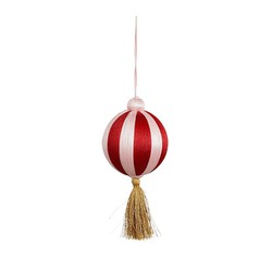 Bola de Navidad Jolly Plastico Reciclado Rojo y Blanco con Borla Edelmann
