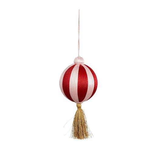 Red and White Recycled Plastic Jolly Christmas Ball with Edelmann Tassel