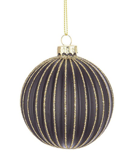 Bola Navidad Cristal Diseño Negro y Oro Dreamy