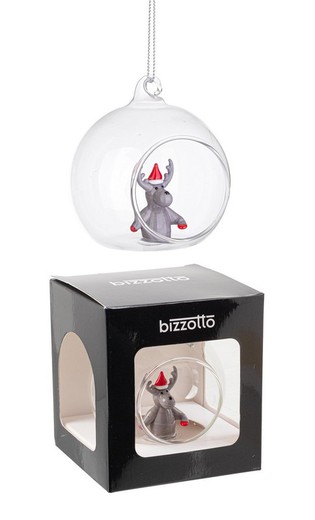 Bola Navidad Cristal Figura Reno Diam 80 cms Hecho Mano Bizzotto