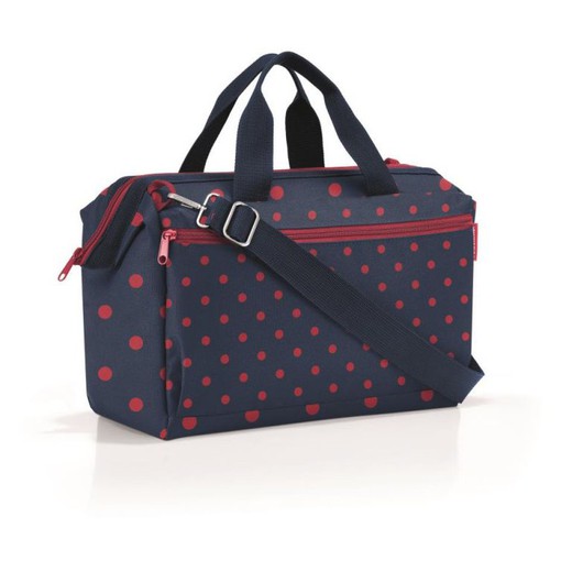 Ολόσωμη τσάντα ταξιδίου με τσέπη με μικτές κουκκίδες-κόκκινο Reisenthel