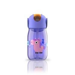 Gourde enfant avec paille cheval violet 400ml zoku