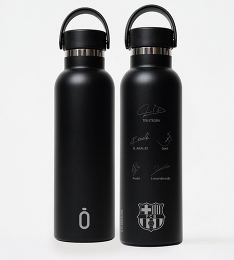 Botella Termo Runbott Barça Firmas Escudo 600 ml Negra