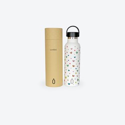 Botella termo Runbott confeti corazones 600ml nata