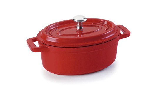 Cacerola Cocotte Oval Roja Alu Fundido 26X20 Cms Lacor