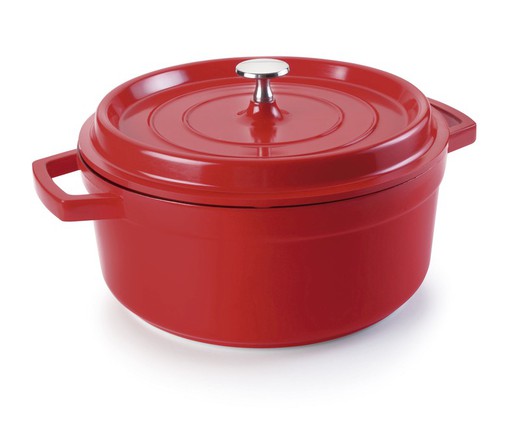 Cocotte rode braadpan van gegoten aluminium D 24 cm Lacor