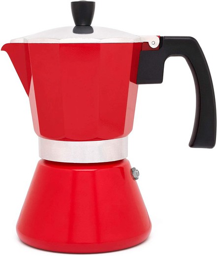 Espresso kaffemaskine 6 kopper rød tivoli induc+elect. Leopold