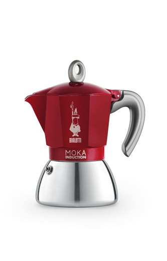 Cafetera Italiana Bialetti New Moka Induction Rojo 6 Tazas