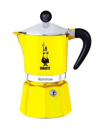 Cafetera Italiana Bialetti Rainbow 3 Tazas amarillo