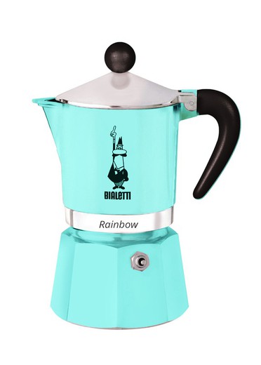 Cafeteira Italiana Bialetti Rainbow 3 Xícaras Azul Claro