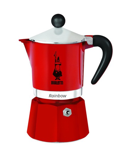 Bialetti Rainbow Cafetière Italienne 3 Tasses Rouge