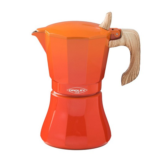 Oroley Induktion Orange kaffemaskine 6 kopper Petra
