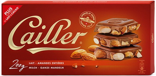 Cailler chocolate con leche 31% con almendras enteras 200g