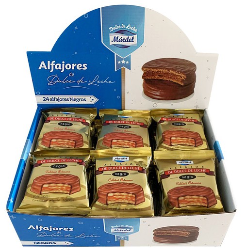 Caja Alfajores Argentinos Negros Mardel expsitor 24 uds 50 Grs Mardel