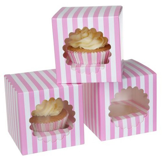 Æske til 1 pink cirkus cupcake pakke med 3 stk