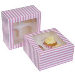 Caixa para 4 cupcakes de circo rosa pacote de 2