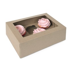 Box for 6 kraft cupcakes pack of 2