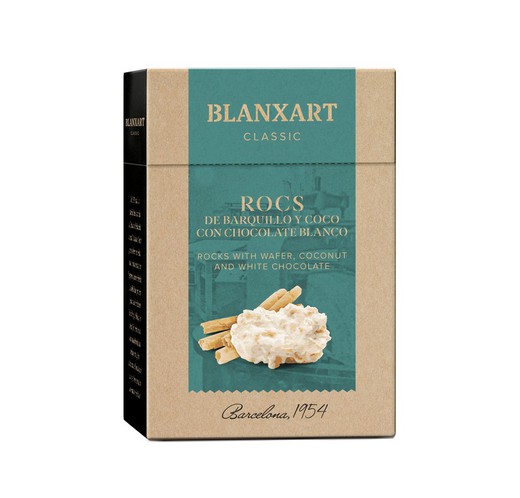 Caja Rocas Chocolate Paillete Blanco 100 grs Blanxart