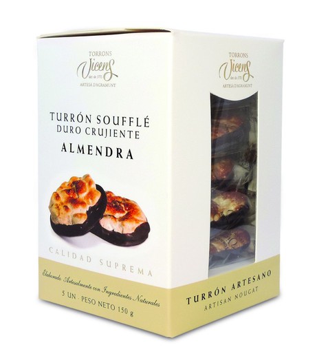 Caja Tortita Turrón Soufflé Almendra Vicens Chocolate 5x30 grs