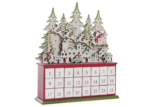 Calendario de adviento de navidad madera arboles