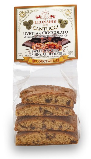 Cantucci Carquiñolis Italianos con pasas y chocolate 200 grs