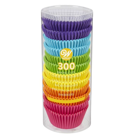 Cápsula de cupcake arco-íris brilhante 300 unidades wilton