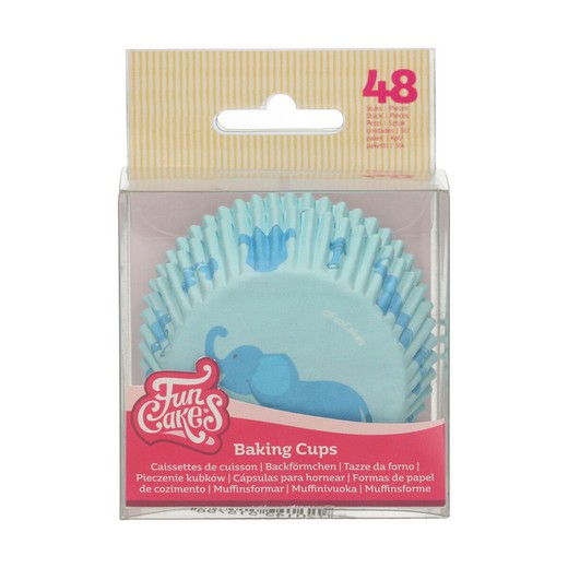 Babyblå cupcake kapsel 48 enheder funcakes