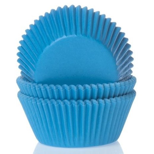 Capsule per cupcake blu ciano da 50 unità House of Marie