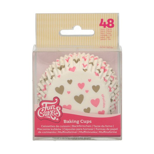 Cápsula cupcake corações 48 unidades funcakes