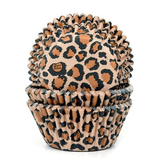 brązowa leopard cupcake kapsułka 50 sztuk dom marie
