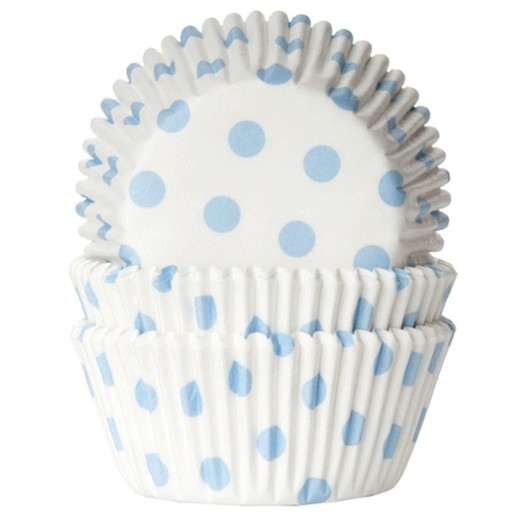 capsule per cupcake a pois house of marie bianco blu 50 unità