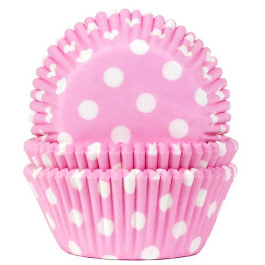 Roze polka dot cupcake capsule 50 stuks house of marie
