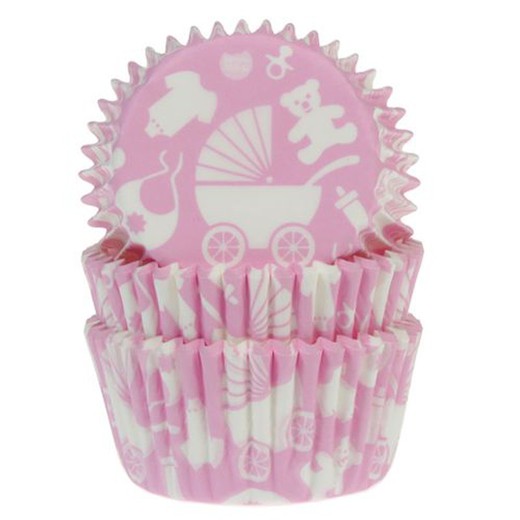 Cápsula de cupcake rosa bebê House of Marie 50 unidades