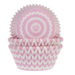 Roze chevron cupcake capsule 50 stuks house of marie