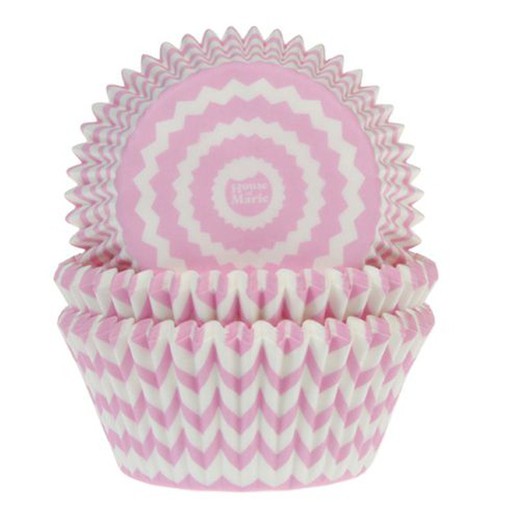 Capsule per cupcake rosa chevron 50 unità House of Marie