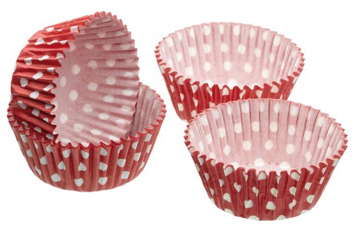 Capsules de gâteau en papier 7cm 60 und polka rouge