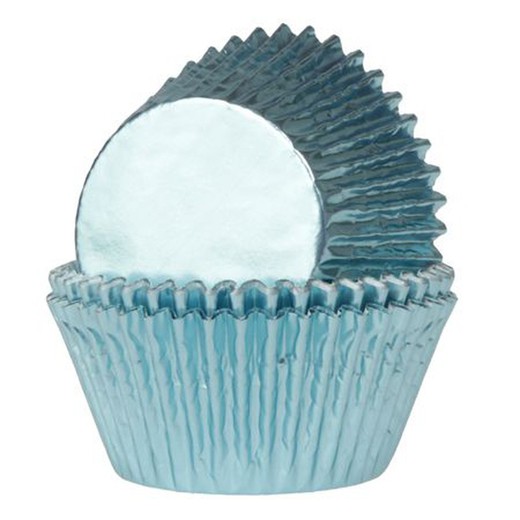 house of marie capsules cupcake en aluminium bleu bébé 24 unités