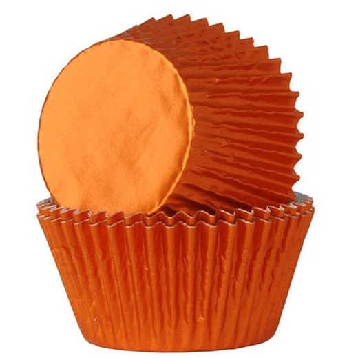 Πορτοκαλί κάψουλες αλουμινίου cupcake 24 τεμαχίων house of marie
